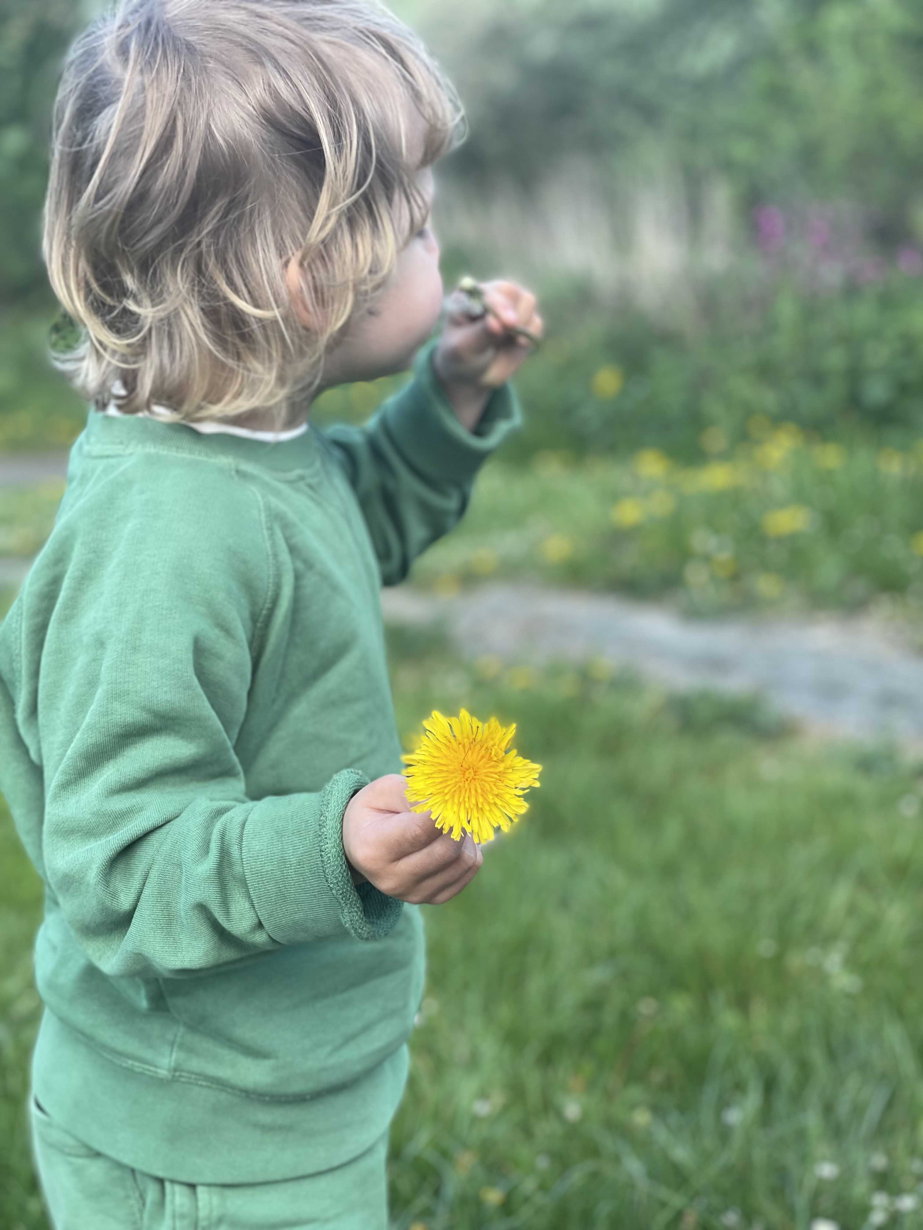 Barn med blomst